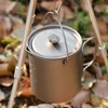 750ml Camping Coffee Cup with Press Plate Titanium Maker French Press Pot with Lid Outdoor Cookwarer for Travelling Hiking 5