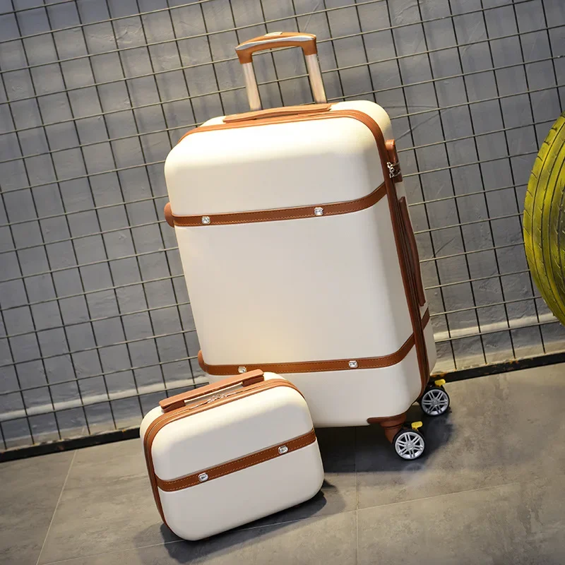 

Suitcase Luggage Set with Cosmetic Handbag Password Lock Trolley Case Mute Wheel Retro Travel Suitcase Male Female Boarding Box