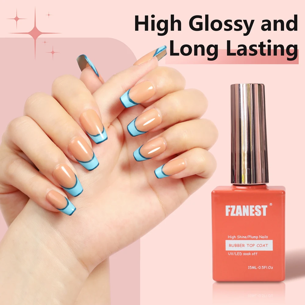 FZANEST Nail Supplies Rubber Top Coat Uñas Nail Tech Thicker Gel Nail Polish 3D Design Gel Nails Art Shell Nail Polish 3