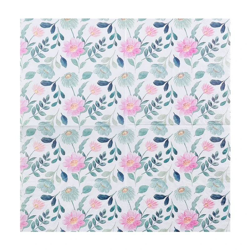 Paper Napkins Disposable Paper Placemats Tissue Paper Decoration Floral Printed Napkins Hotel Wedding Table Setting Paper Western Restaurant Cafe 20 Coloured Paper Napkins