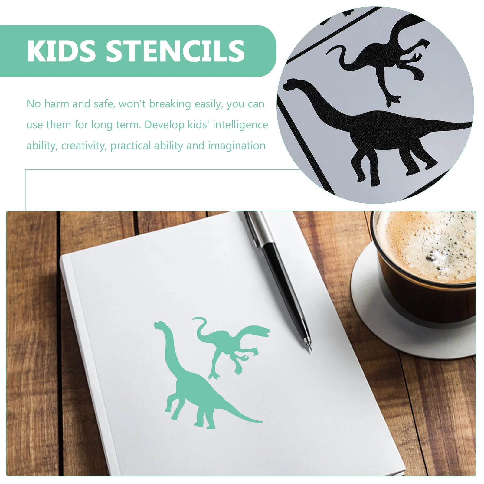 10Pcs 공룡 그림 템플릿 DIY 드로잉 스프레이 공예 프로젝트를위한 재사용 가능한 아트 스텐실 세트 창의적 학습 재미