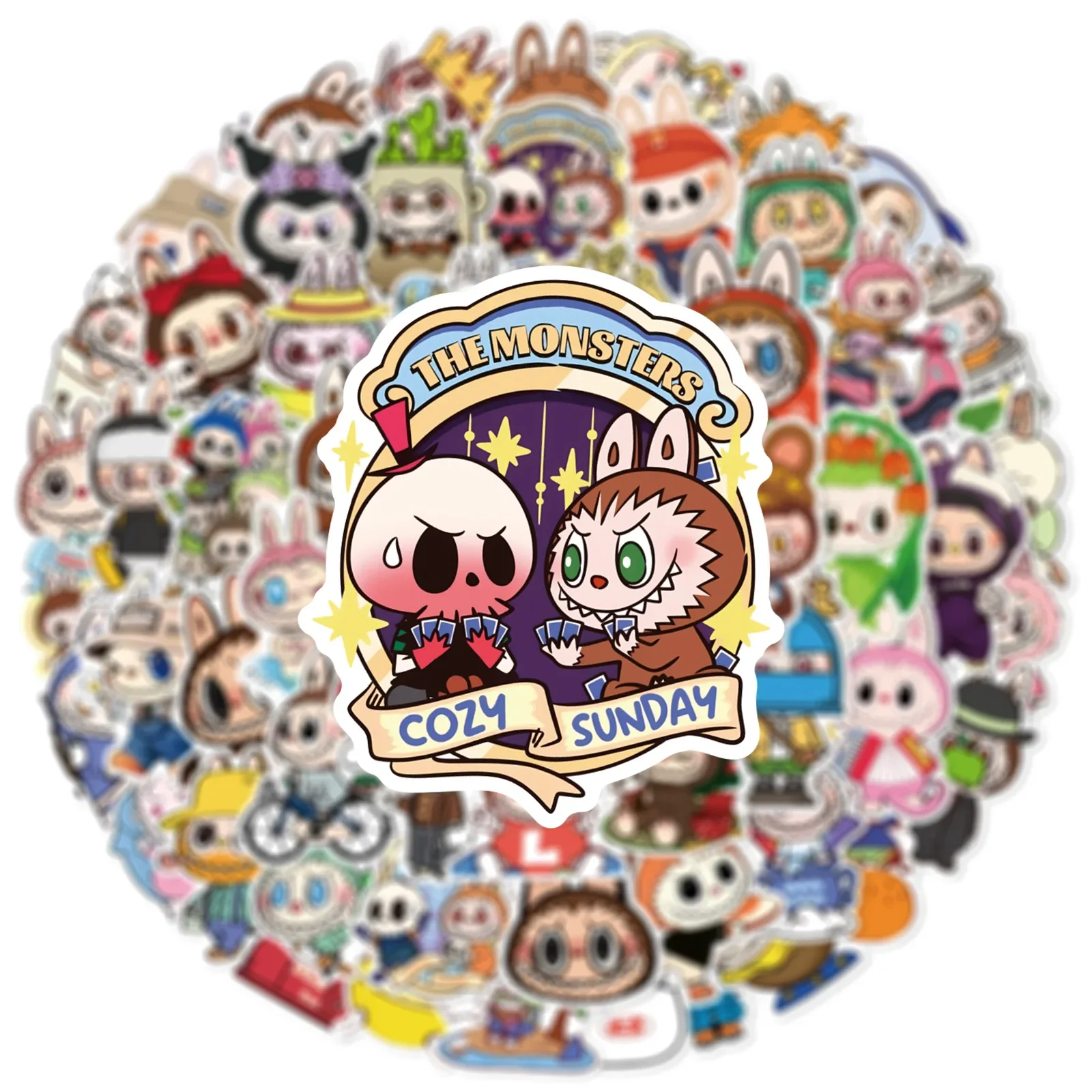 60PCS cartoon cute labubu stickers DIY stickers for phone cases water bottles desktop decorations waterproof graffiti stickers