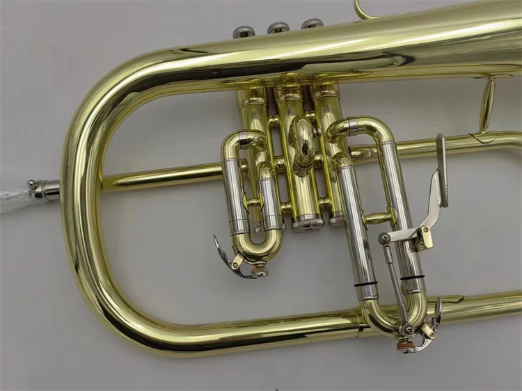 Professional Flugelhorn Gold Lacquer Case Bb Yellow Brass Bell