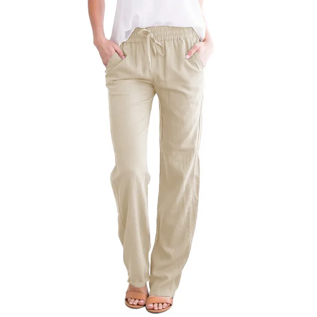 Summer Women's Cotton Linen Drawstring 