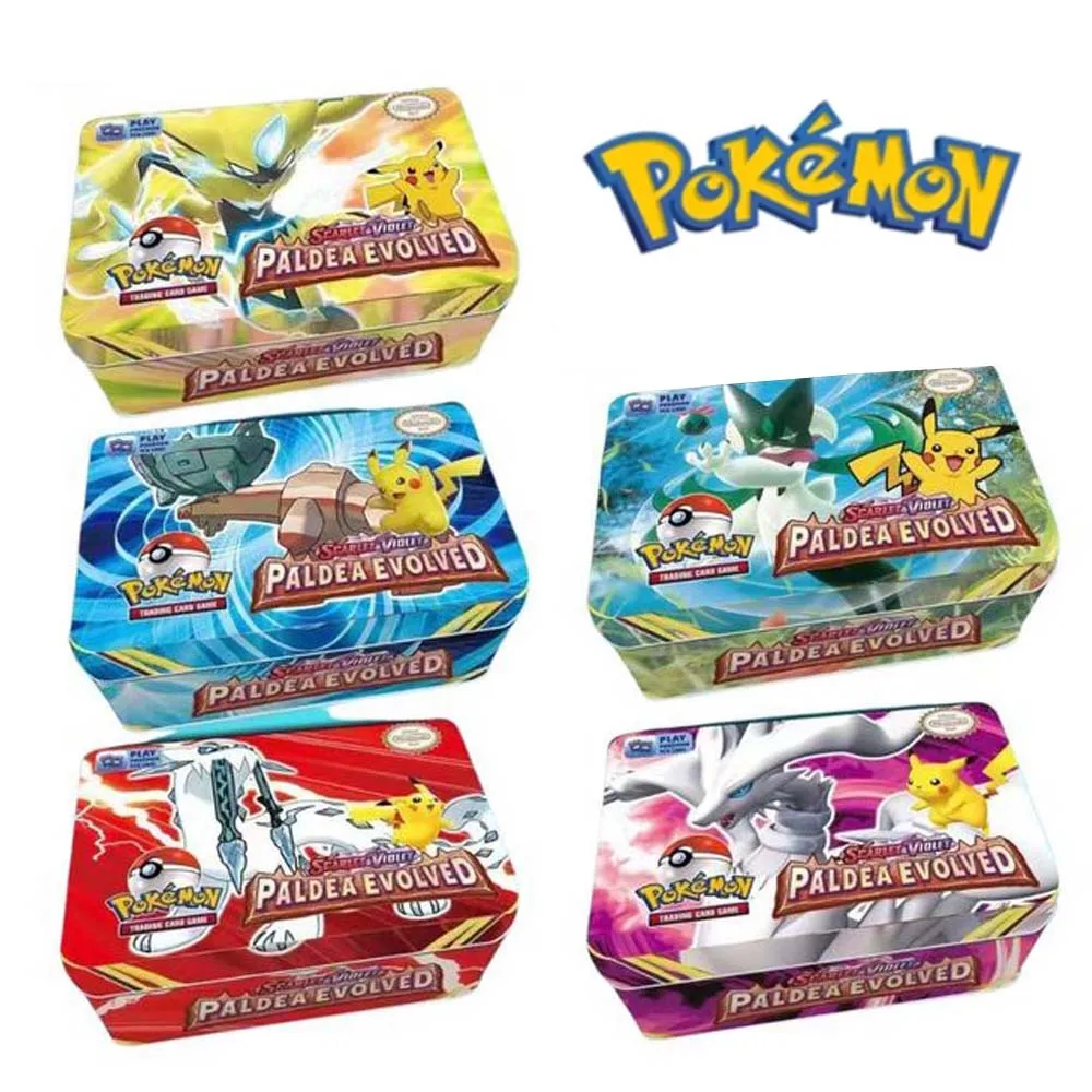 

New Pokemon Card Iron Box 42 Card Battle Game Hobby Collectibles Game Collection Anime Children's Cards