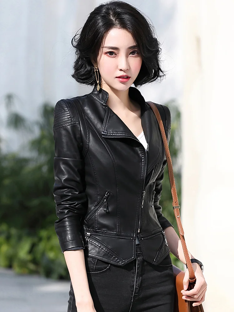 

2023 Spring New Haining Genuine Leather Coat Women's Short Korean Version Slim Fit Small Coat Sheepskin Jacket Fashion