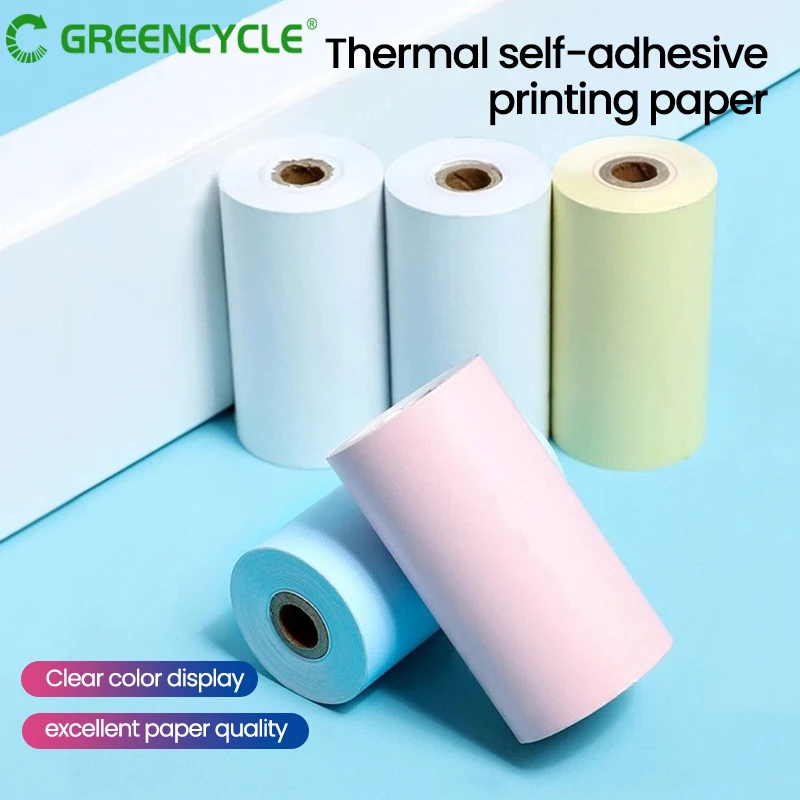 10Pcs Mini Printer Paper, 57 x 25 mm Self Adhesive Thermal Paper Printable  Sticker Paper for Pocket Thermal Printer