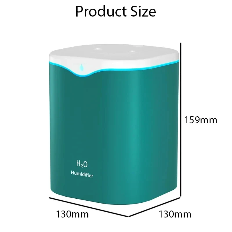 HOMEFISH 2000ML USB 쿨 미스트 가습기 더블 스프레이 포트 에센셜 오일 아로마테라피 정화기(홈 오피스용)