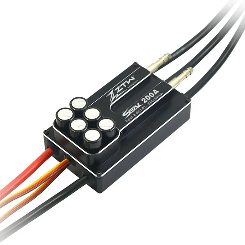 

ZTW Seal 200A V2 2-8S Lipo Brushless ESC Waterproof All Metal Case Speed Controller 6V/8A BEC for RC Boat Model
