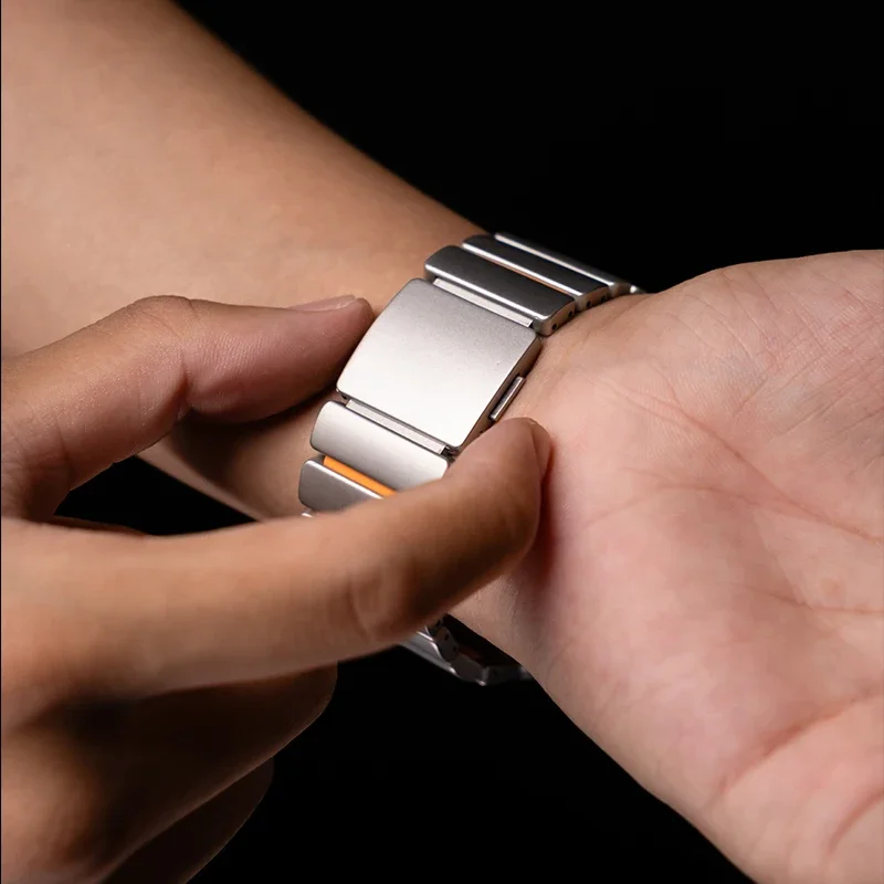 Elegant Titanium Magnetic Band with Silicone Strap