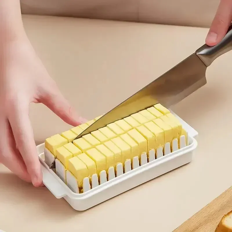 Transparent Lid Butter Partition Cutting Storage Box Butter Cheese Removable Washable Refrigerator Fresh-keeping Box