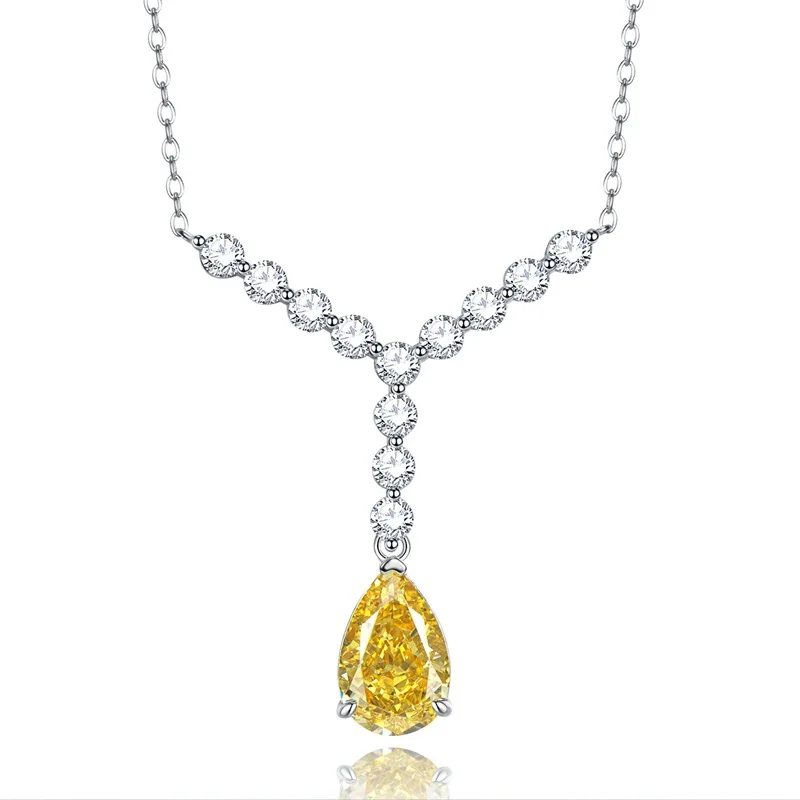 

Цепочка Из серебра S925 пробы с Y-образными розовыми бриллиантами 8*12 элегантная, милая, Классическая и простая