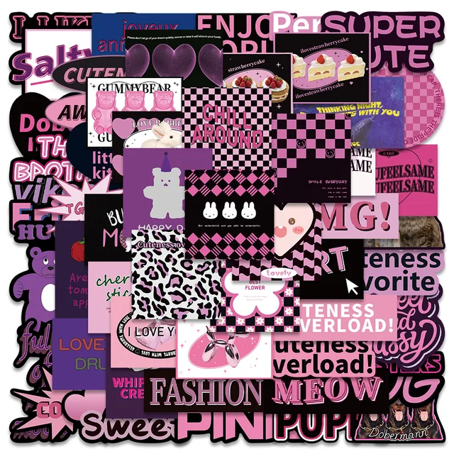 50/100pcs Flash Pink Love Sticker Water Cup Guitar Skateboard Decoration  Valentine's Day Waterproof Laptop Skin Cute Phone Case - AliExpress