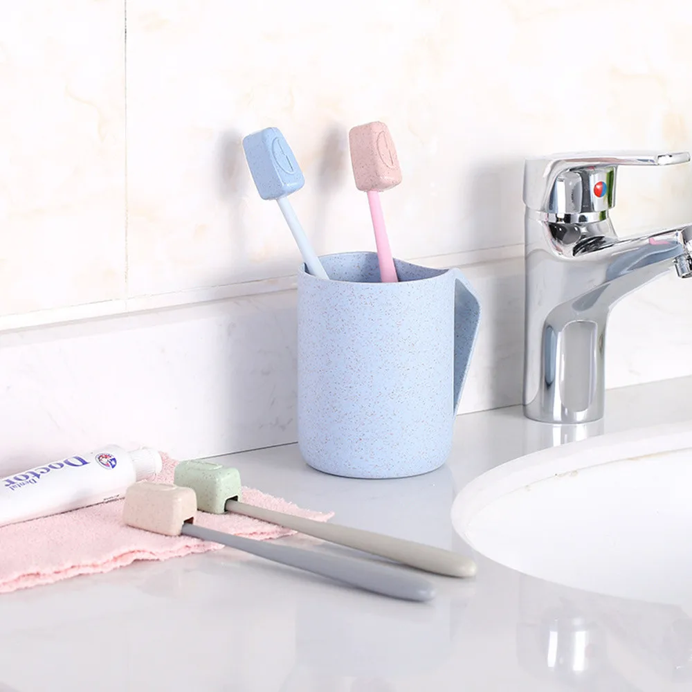 4Pcs/Set Portable Toothbrush Cover Holder Toothbrush Headgear Travel Hiking Camping Brush Cap Case Wheat Straw Dust-proof Cover