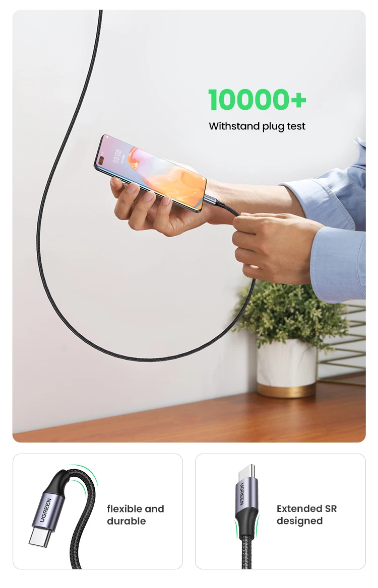 UGREEN USB Cable PD100W USB C to Type C Fast Charger Cable for Xiaomi Samsung MacBook iPad 5A Mobile Phone Cord USB Cable Type C