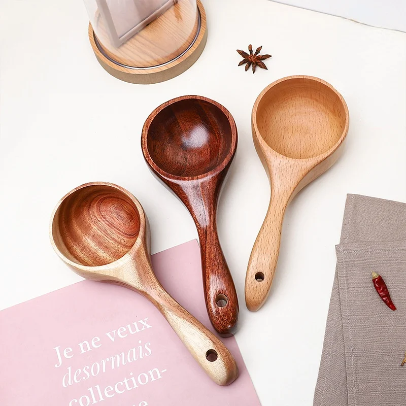 

Eco-Friendly Solid Wood Scoop Japanese-style Rice Scoop Kitchen Water Scoop Wooden Spoon Salad Bowl Dessert Korean Rice Bowl