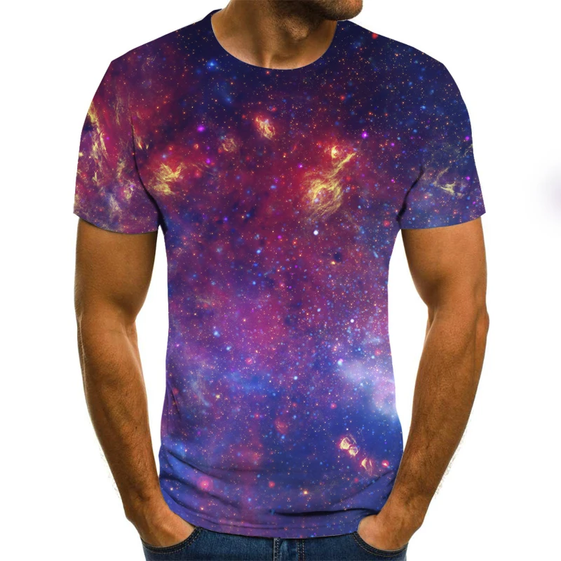 cotton shirts Summer New Fashion Men's Breathable T-shirt Beautiful Starry Sky Top 3D Printing Short Sleeve Summer Round Neck Shirt white t shirt