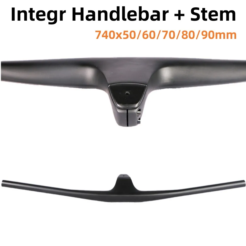 Integr-Manillar de carbono para bicicleta de montaña, manillar integrado de  740mm para mesa, Mtb