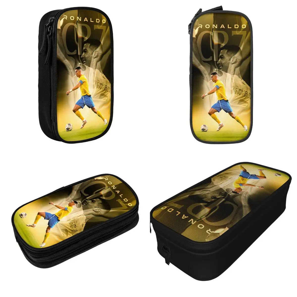 Cr7 New Pencil Pouch Football Soccer Ronaldos Print Accessories Cr7 Double Layer Pencil Bag Girl Makeup Bags Perfect Gifts 2