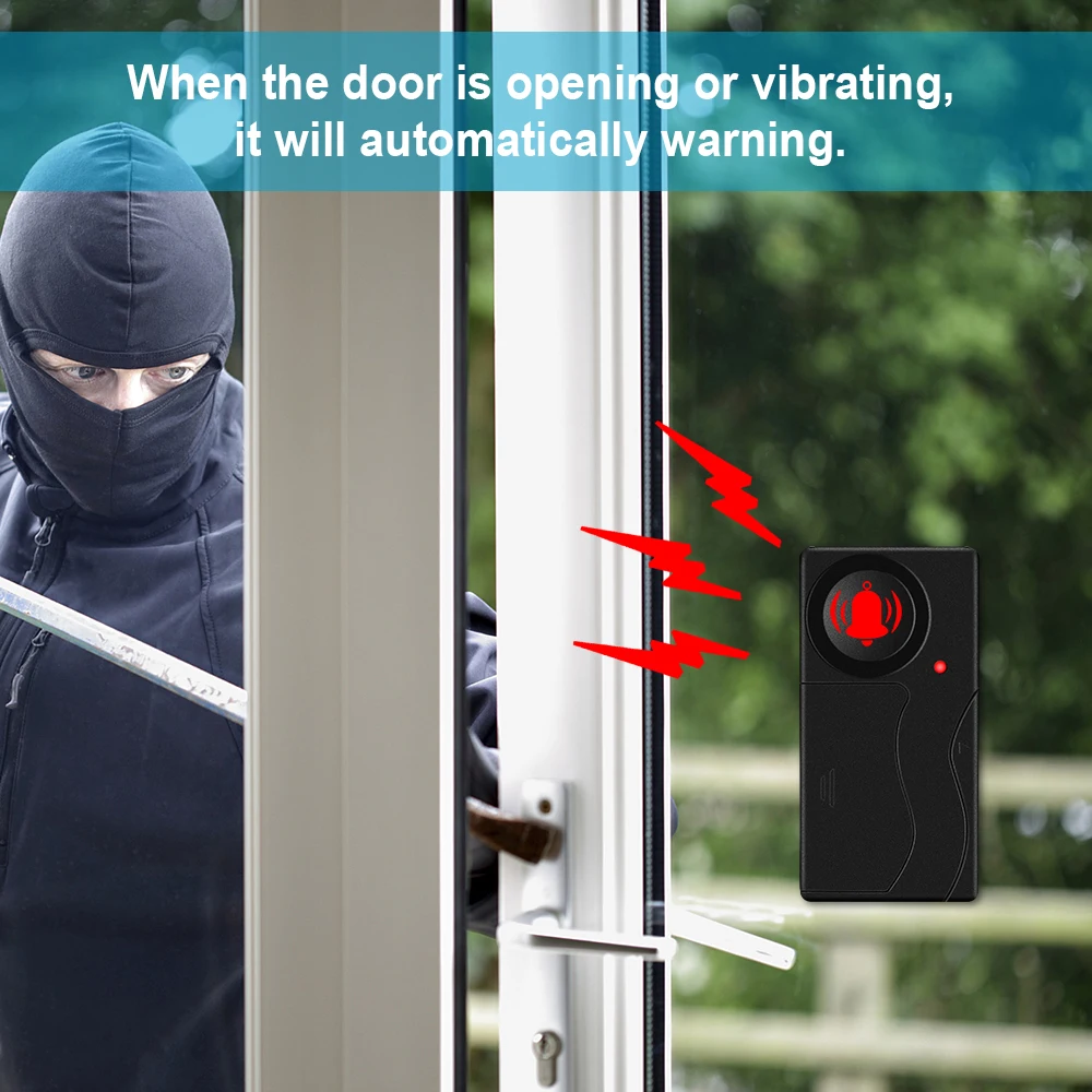 Wireless 110dB Anti-Theft Vibration Alarm with Remote Control