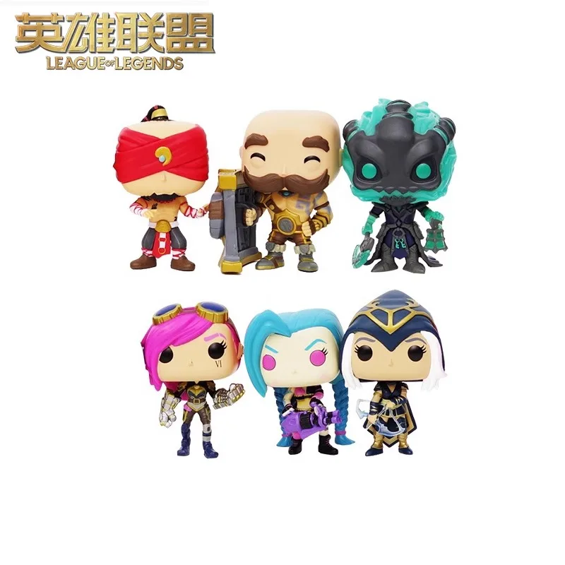 

In Stock Original LOL FUNKO Jinx Thresh Ashe Lee Sin Vi League of Legends Game Character Q Version Model Collectible Toys
