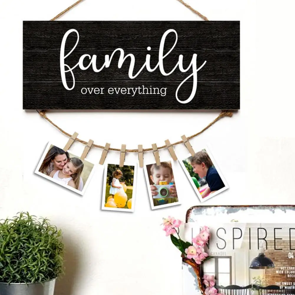 

Hand Printed Message Board Vintage Style Wooden Message Board Photo Holder Clip for Grandparents Family Photo Hanger for Family