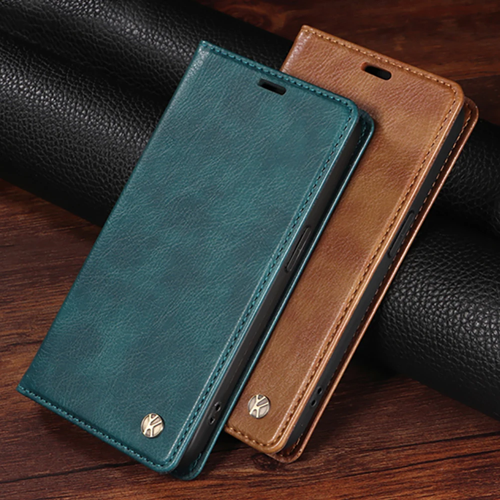Magnetic Leather Wallet Book Cover Coque