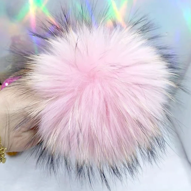 12cm colorful pompoms with snaps New winter artificial fur poms for knitted  beanies cap hats shoes