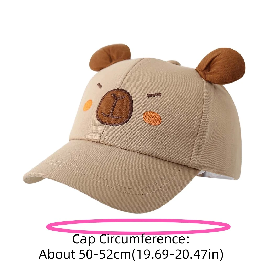 Trendy Breathable Capybara Peaked Cap Cotton Thin Children Baseball Hat Cartoon Polyester Baby Sunscreen Hat Spring