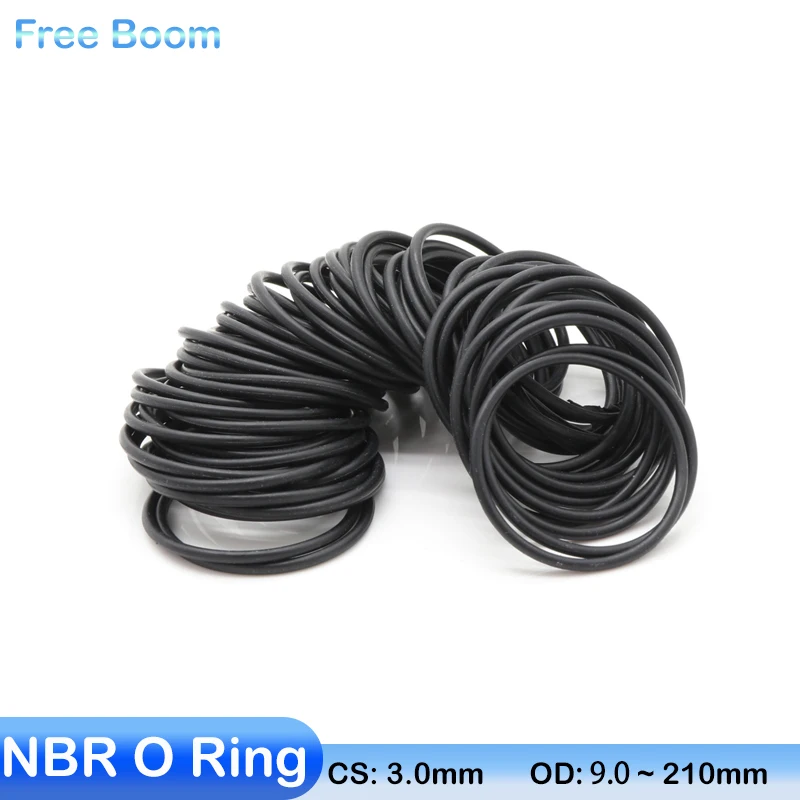 

10/50Pcs NBR O Ring Gasket Thickness CS 3mm OD 9~210mm Nitrile Rubber Round O Type Corrosion Oil Resist Sealing Washer Black