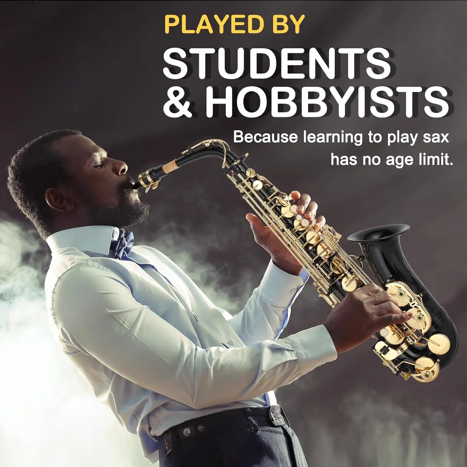 Alto Saxophone Drop E Brass Sax Full Kit for Student Beginners with Carving, Mouthpiece, Carrying Case, Gloves, Cleaning