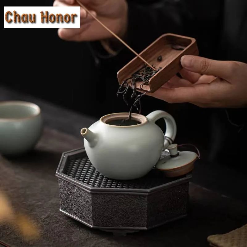 200ml Boutique Ru Kiln Ceramic Teapot Handmade Household Ball Hole Filtration Kung Fu Teaset Tea Ceremony Accessories Beauty Pot
