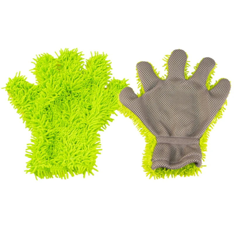 Rich Velvet Five Finger Car Wash Gloves Coral Insect Chenille Double-sided Car Cleaning Gloves Wash Accessories