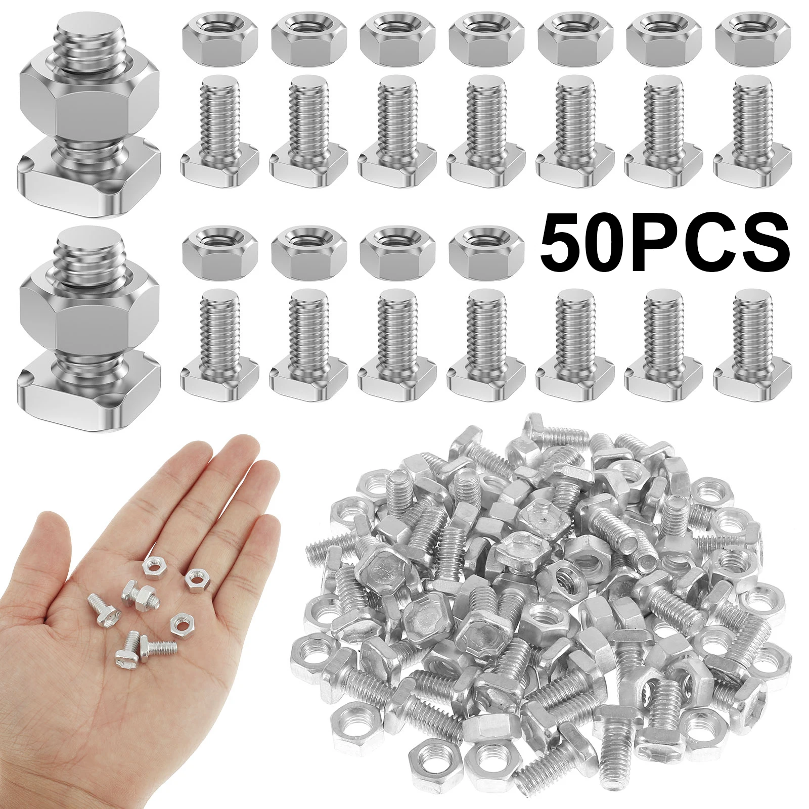 50Pcs Greenhouse Bolts Nuts Set Aluminum Bolts and Nuts Tool Accessory Set Sturdy Greenhouse Accessories for Supplies