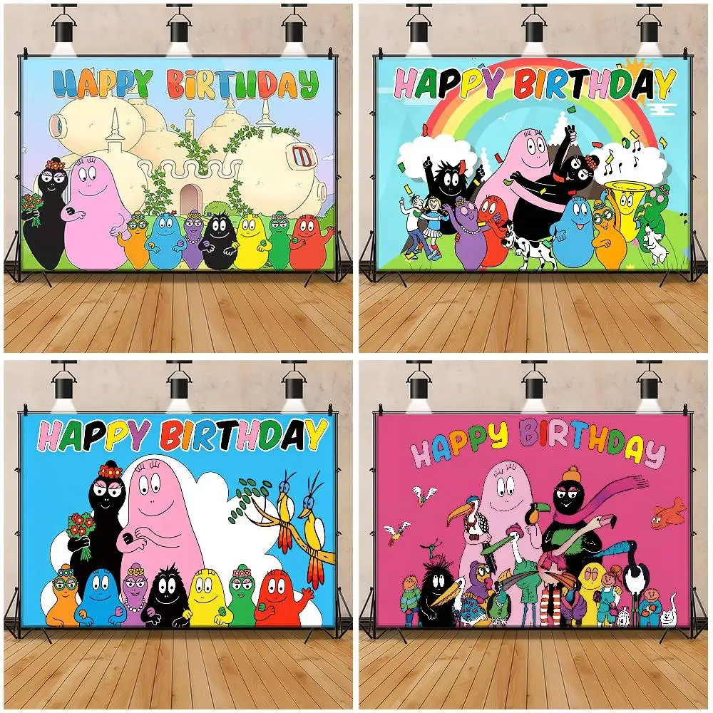 Barbapapa Cartoon Birthday Party Photo Backdrop