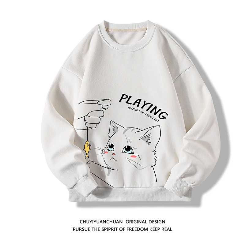 Autumn New Men's Round Neck Long Sleeve Sweatshirts Fashion Print Loose Large Size Casual Sweatshirts M-5XL