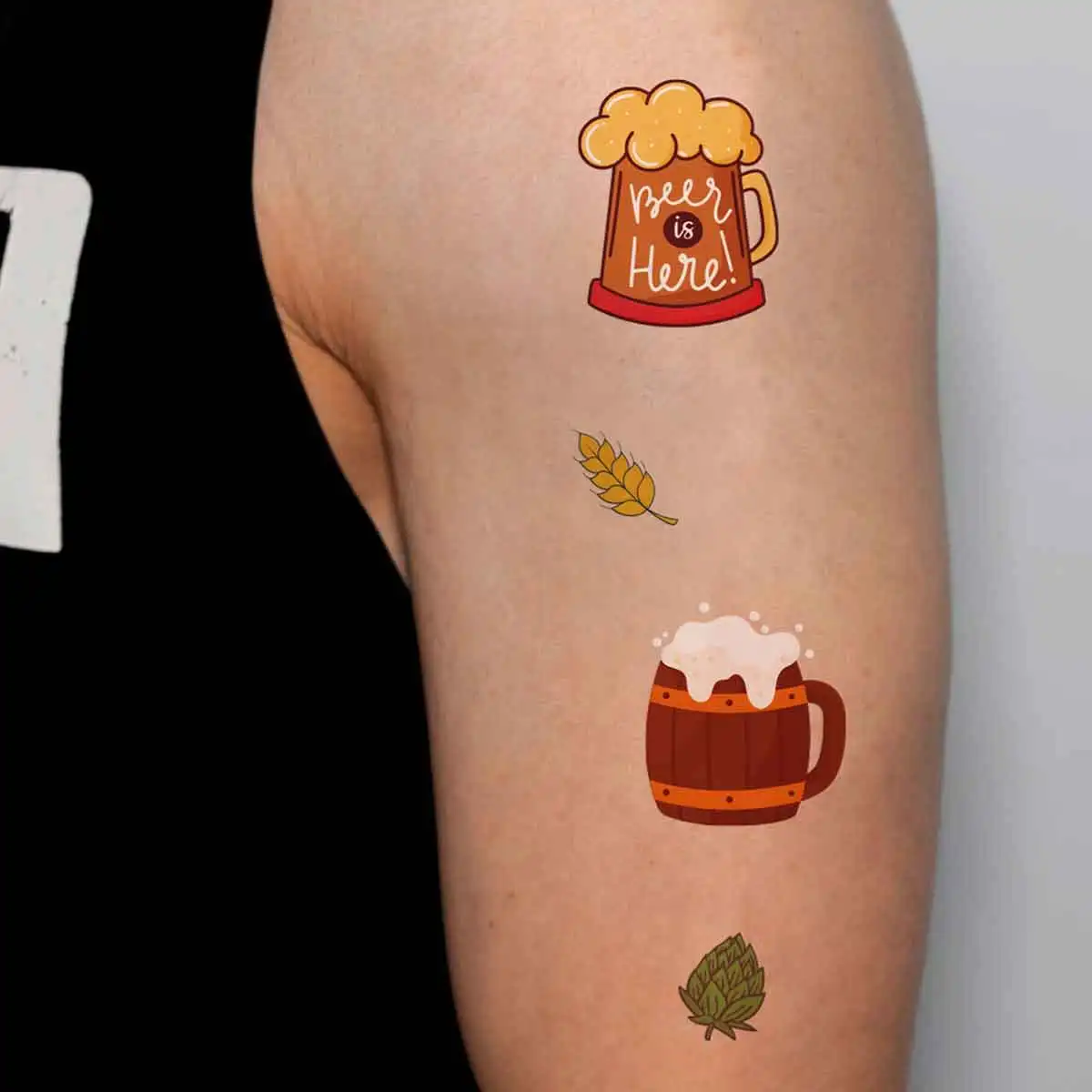 4pcs divertente tema Oktoberfest adesivi tatuaggio impermeabile creativo  tedesco bavarese birra festa decorazione polso dito tatuaggio - AliExpress, image size:1200x1200