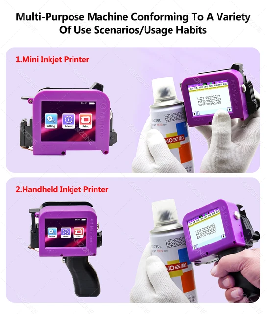Stampante Portatile A Getto D'Inchiostro 4.3 Pollici - Pistola Per Stampare Codici A Barre, Testo E Logo Su Vari Materiali - Foto 2