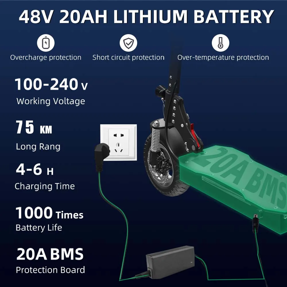 AJOOSOS X750 Electric Scooter Adults 48v 1300w Rear Motor 3 Speed Gear 60km/h 75km электросамокат E Scooter with Alarm Device