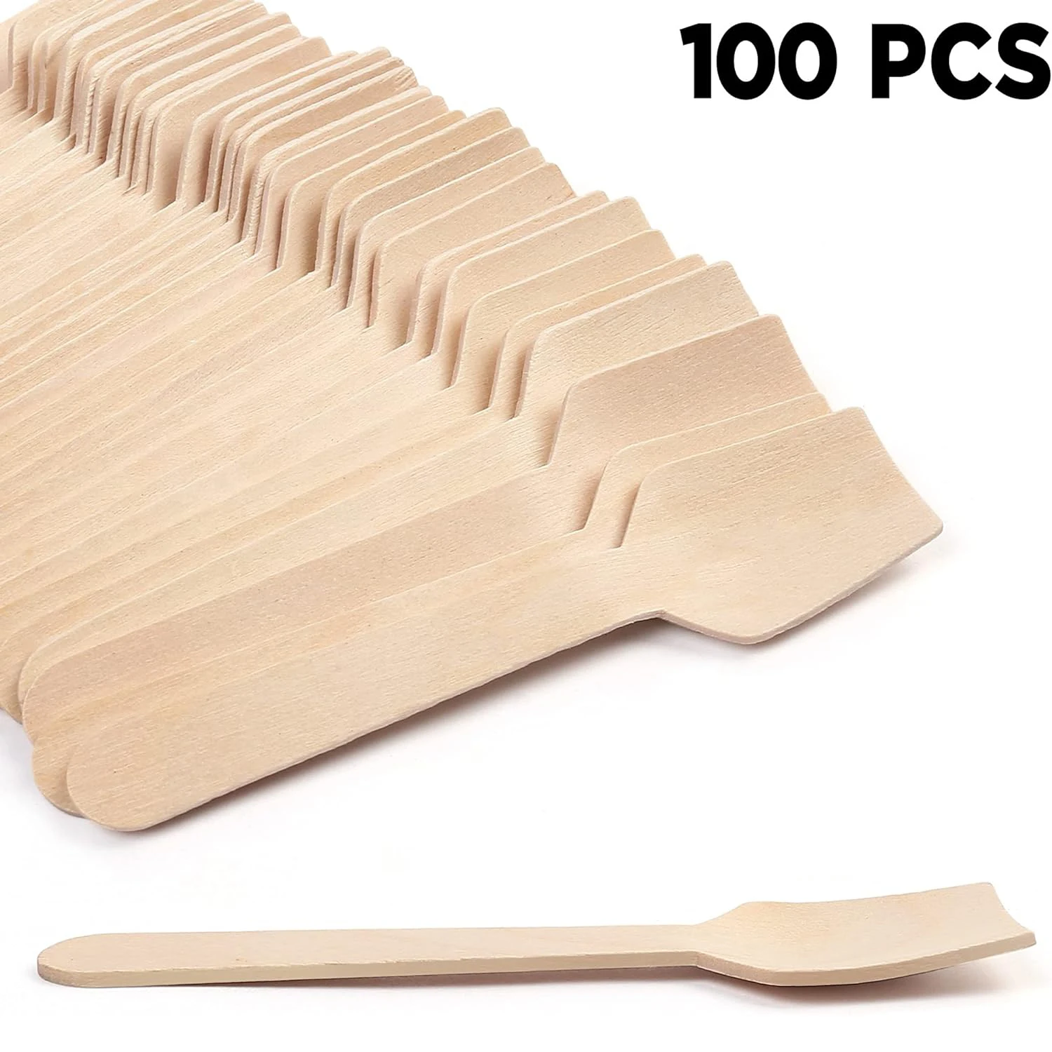 100 Stück 3,74-Zoll-Party-Mini-Quadrat-Holzlöffel zum Probenahmen von Joghurt-Eis, perfekt für Hochzeit, Abschlusssaison, Dessert – Detail 6