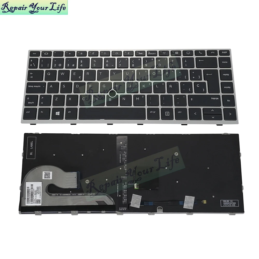 Teclado Retroiluminado para hp Elitebook Eua Brasil Espanhol Latim Novo 840 g5 846 g5 840 g6 745-g5-g6 L14379001 L14377-dh1