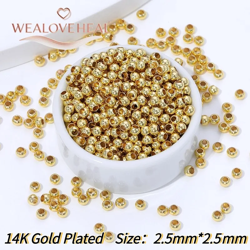2-6mm 14k vergoldete glatte runde Kugelperlen aus Goldmetall, Trennperlen, lose Abstandshalterperlen für DIY-Schmuckherstellung. – Detail 22
