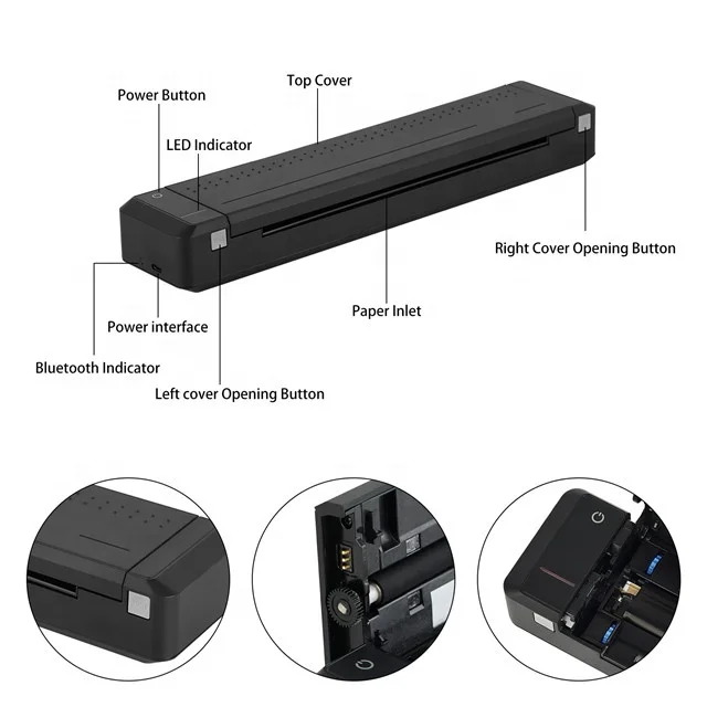 MT800 8인치 모바일 미니 A4 USB 휴대용 열전사 프린터 문서 PDF 종이 인쇄기 사무실 비즈니스용