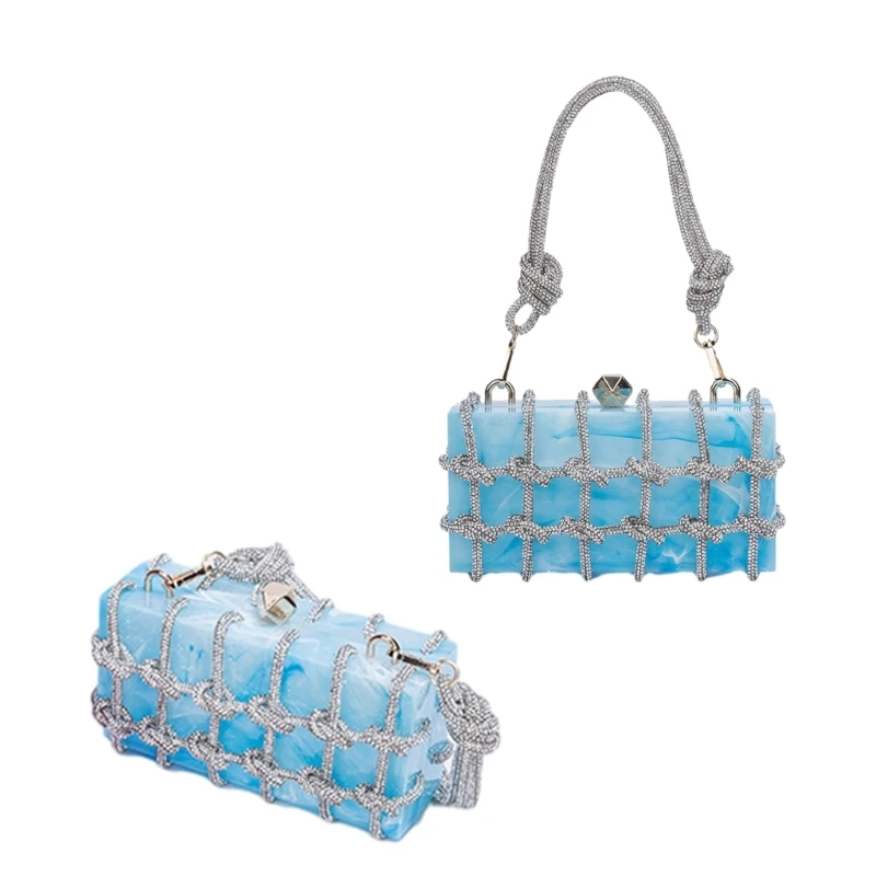 Woven Rope Small Square Bag Evening Bag Handbag Shoulder Bag Acrylic Transparent Armpit Bag Underarm Bag Tote