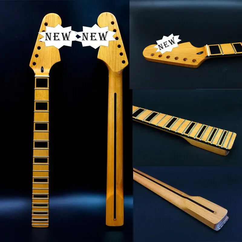 

Yellow Paint Guitar Neck 22fret 25.5inch Maple Fretboard Black Block Inlay Finished Bolt on Heel with Binding Back Strip