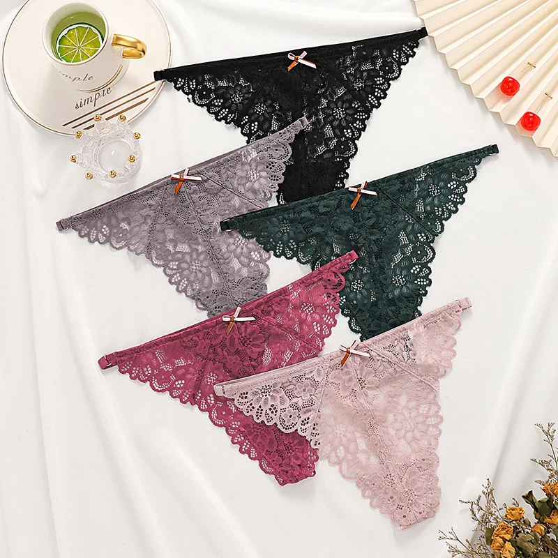 

Women Lace G-string Low-Waist Sexy Panties Underwear Transparent Female Thong Women Hollow Out Underpants Breathable Thongs