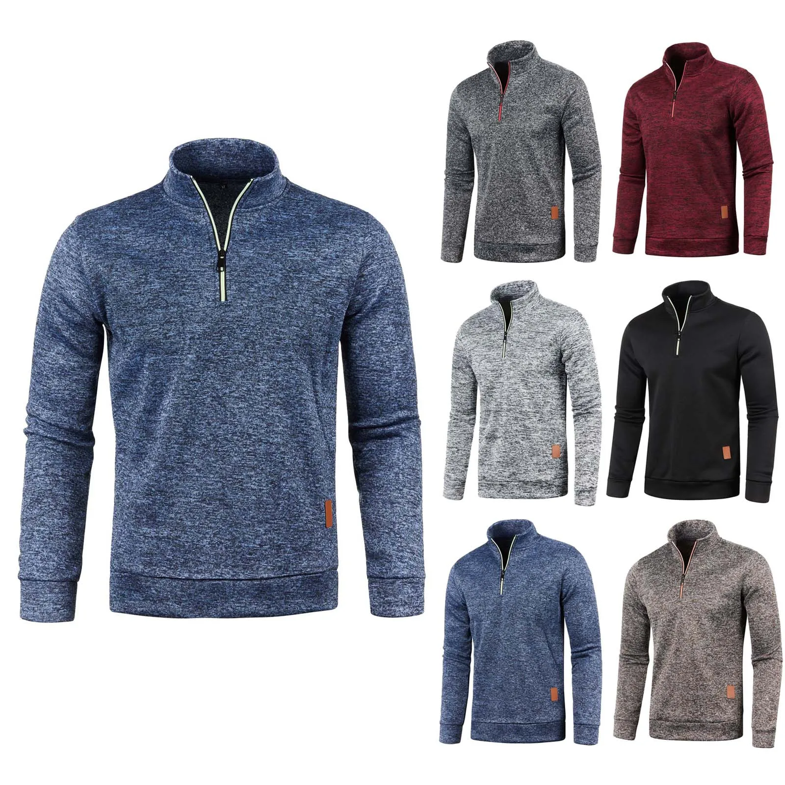 Men's Cardigan Sweater Fleece-lined  Thickening Thermal Half Turtleneck main image 1