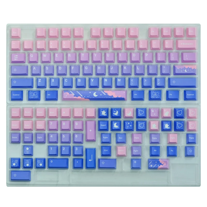 Fairy Tale Star Moon Keycaps Grupo Pbt Dye Subbed Perfil Cereja Keycap para Poker 75 Anne Gh60 Gk64 136 Chaves - Imagem 3