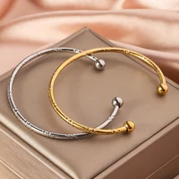 New Minimalist Embossed Open Stainless Steel Bangle Bracelet, Women's Wedding Jewelry Accessories, Festive Birthday Party Gifts 2