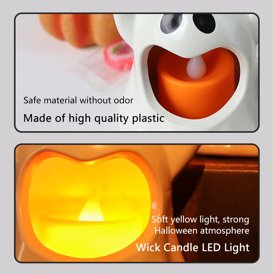 Halloween Ghost Candle Light Battery Powered Electronic Flameless Candles Lamp Emitting Color:White;Body Color:1pcs 5